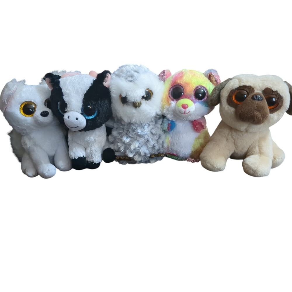 Ty Beanie Boos - Lot of 5, Phoenix,Butter,Owlette, Rodney,Rufus